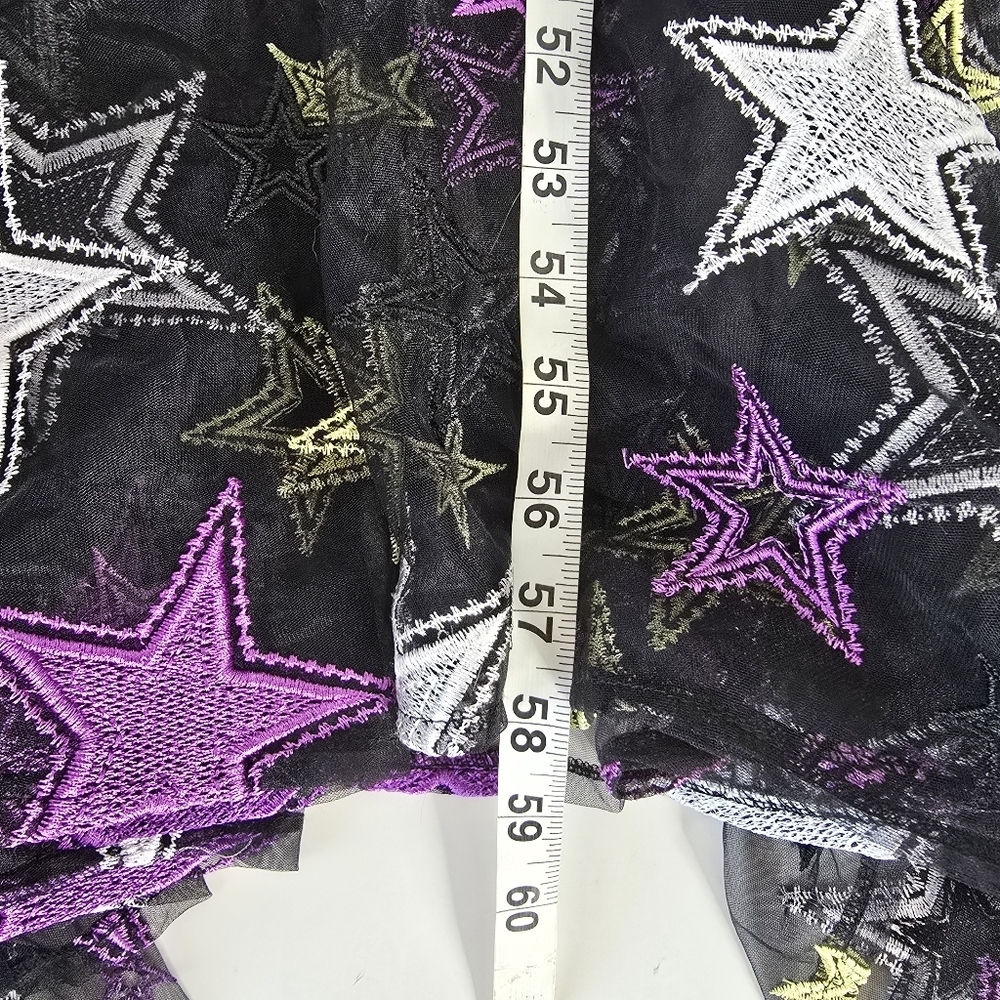 NWT Zendaya X Aqua Embroidered Star Gown Semi Sheer XS Black Purple Formal - Picture 13 of 15
